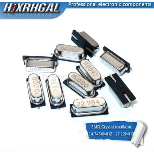 20pcs 14.7456M 16.000M 18.432M 20.000M 22.1184M 24.000M 25.000M 26.000M 27.000M 27.120M Crystal Oscillator 49SMD new hjxrhgal