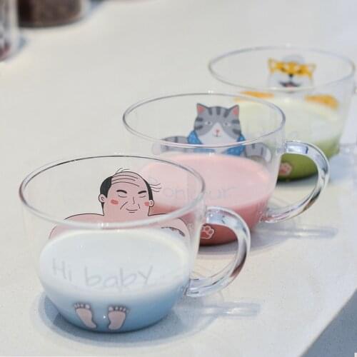 350ML Creative Cute Men SPA Glass Mugs With Handle Water Milk Tea Glass Cup Coffee Mug Drinkware Couple Gifts Household