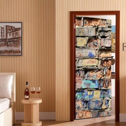 Colomac 3D stereo brick pattern wall door sticker self-adhesive poster renovation living room bedroom decoration accessories