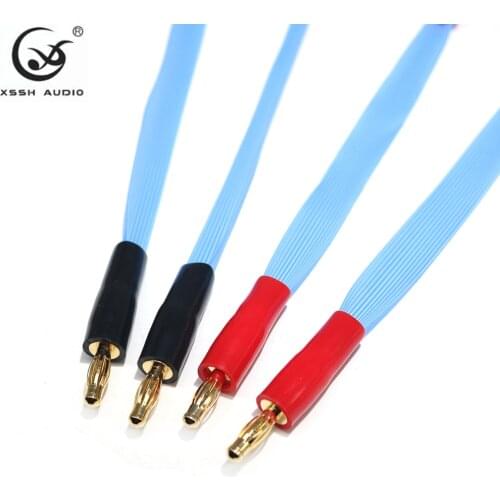 4pcs 20cm XSSH audio Hi-end DIY HIFI Copper Gold plated Banana Plug Connector Core Speaker Cable Cord Wire