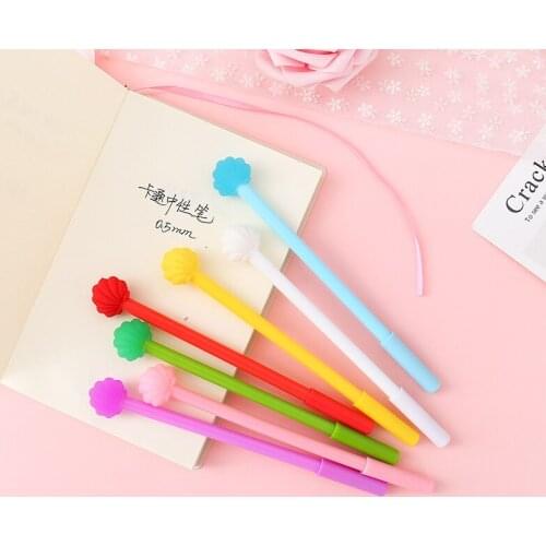 40pcs/lot Shell Pen Set 0.5mm Black Ink Gel Pen Soft Silicone Cute Signature Pen Gifts for Student Girl School Supply Stationery