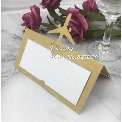 50pcs laser cut Airplane Name Place Seat Paper Wedding Invitation Table Cards for Party Table Decoration Marriage favors