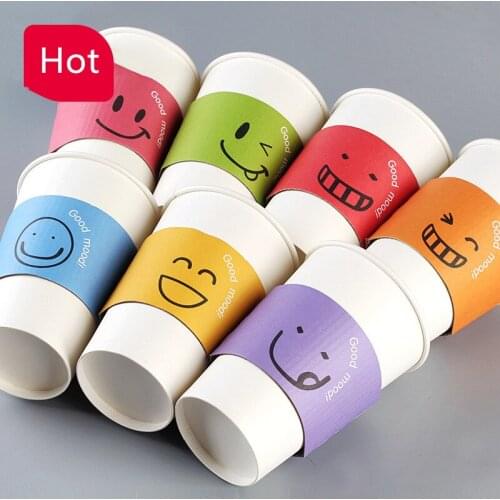 50pcs Disposable coffee cup party favor hot drink thick paper cup anti-scalding packaging cups with lids and insulation cup set