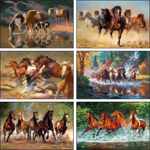5d Diy Diamond Painting Cross Stitch Horses Diamond Embroidery Crystal Animal Diamond Mosaic Pictures Needlework Gift Home Decor