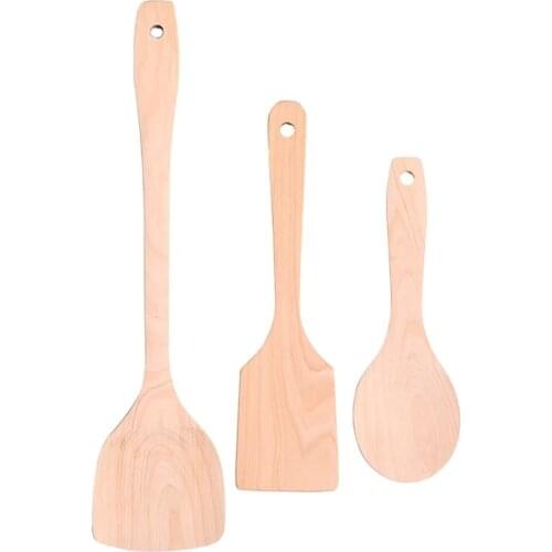 Non-stick Hand Wok Shovel Long Handle Wooden Cooking Rice Spatula Scoop Kitchen Utensil Kitchen Gadgets Accessories Cookware