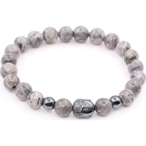 Atolyestone 8mm Emperor bead Hematite Buddha Bracelet Mens Beaded Bracelet genuine emperor bracelet for party wearing
