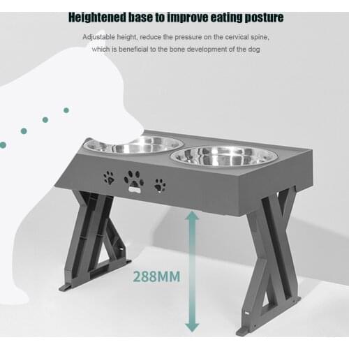 Large Dog Food Bowl Elevated Adjustable Stainless Steel Double Bowl Container Lift Tabel Pet Drinking Water Bowl Feeders Stand