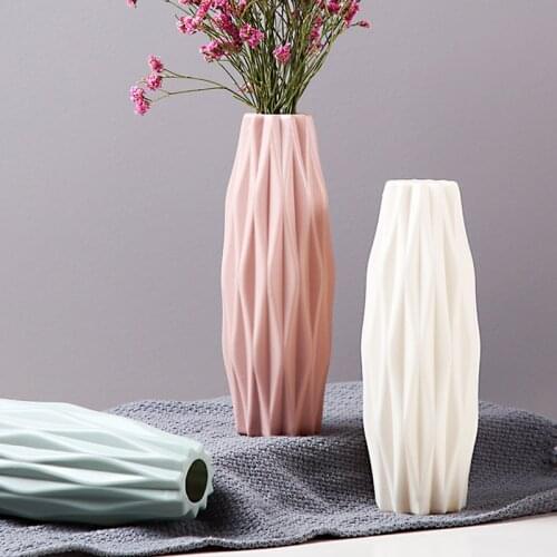 Flower Vase White Imitation Ceramic Flower Pot Decoration Home Plastic Vase
