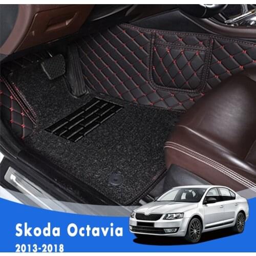 For Skoda Octavia MK3 5E 2018 2017 2016 2015 2014 2013 Luxury Double Layer Wire Loop Car Floor Mats Carpets Auto Interior Parts