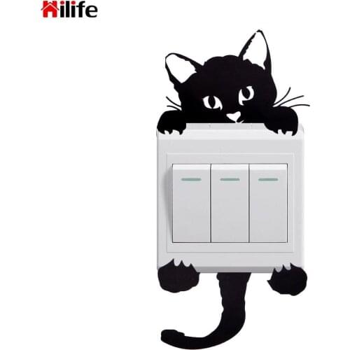 HILIFE 5 pcs 3D Wall Sticker Cute Cat DIY Handle Switch Sticker Waterproof and Oilproof for Kids Room Bedroom Kitchen Bathroom
