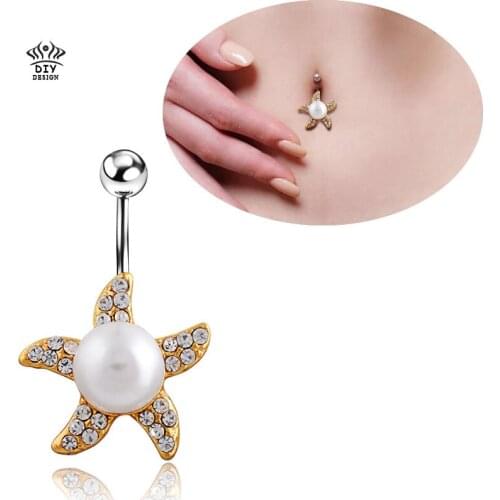 Very Nicely Starfish Piercing Accessories Womens Summer Body Jewelry Gothic Women Best Bell Button Rings Bell Piercing Bioux