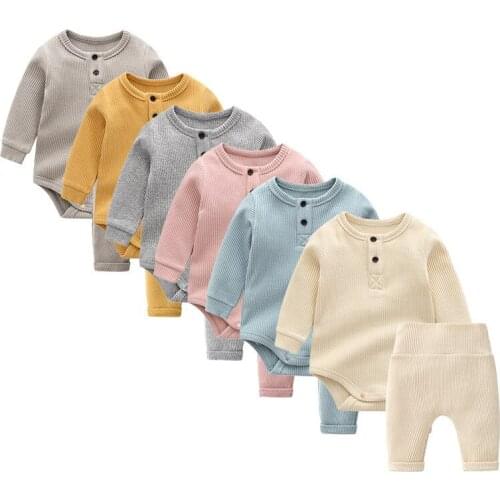 Lawadka Spring Autumn Newborn Baby Boys Girls Clothing Sets Cotton Long Sleeve Bodysuit and Pants Fashion Infant Clothes Outfits