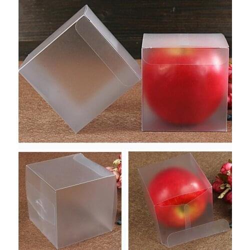 Matte Clear PVC 4*4*4cm 50Pcs/Lot Square Birthday Gift Packing Box Party Favor Chocolate Packaging Boxes Sweet Candy Pack Box