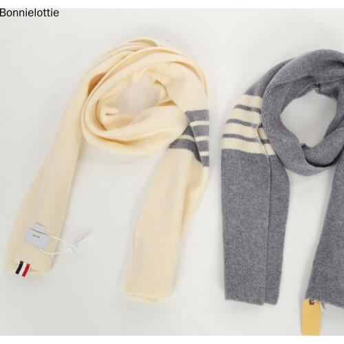 2021 Autumn Winter Men Scarf Wool Casual Warm TB Striped Women Couple Gift Soft Korean Design