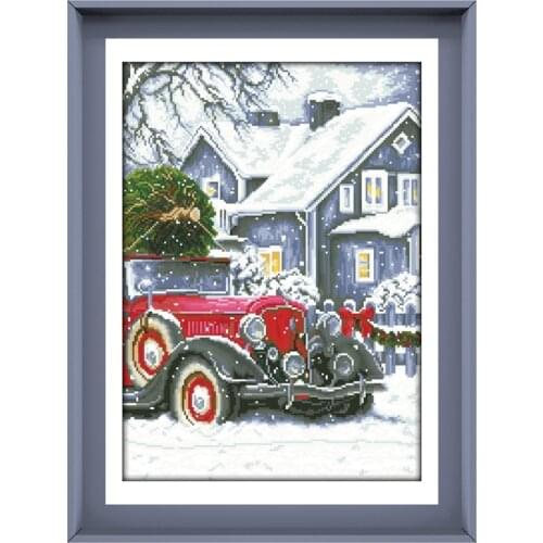 Winter holidays cross stitch kit X-mas aida 18ct 14ct 11ct unprint canvas cotton thread counted cross-stitch for ault