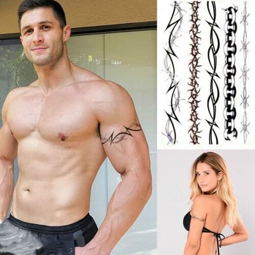 BARBED WIRE TEMPORARY TATTOOS SET, MENS, WOMENS, KIDS, TRIBAL TATTOO TRANSFER X1