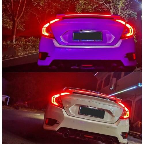 New Design Rear Wing Spoiler For Honda Civic 10 Gen Sedan 4D 2016-2017-2019 Flowing Brake Lamp Trunk ABS Plasti Spoiler Wing