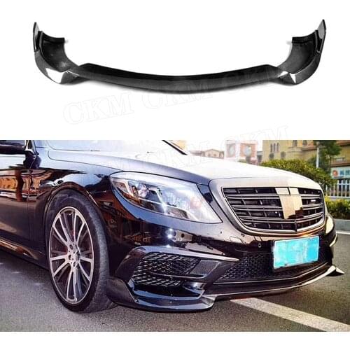 For W222 Carbon Fiber Front Lip Shovel For Mercedes Benz S Class S63 AMG 2014-2017 Head Bumper Protector