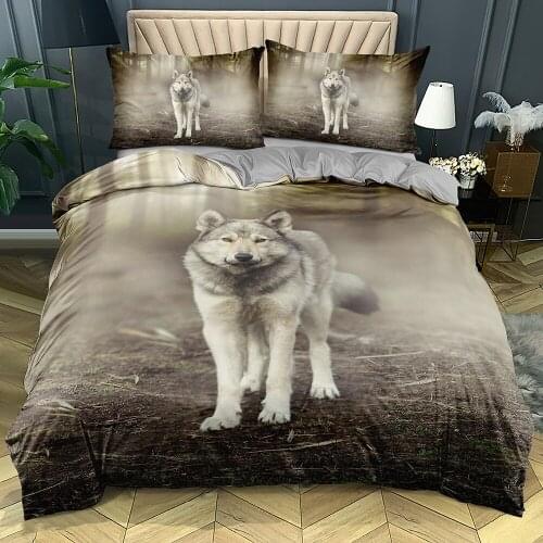 3D Animal Custom Design Wolf Gray Beddings Comforter Covers Sets Pillow Shames Set Twin King Queen Double Single Size Beddings