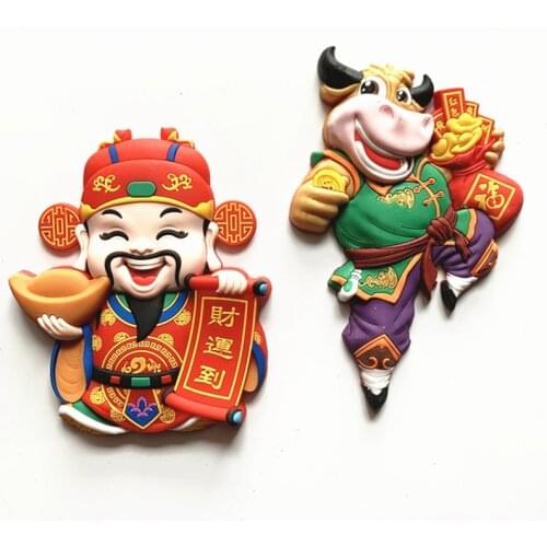 Chinese New Year Festive Cow 3D Fridge Magnets Tourism Souvenirs Refrigerator Magnetic Stickers Gift