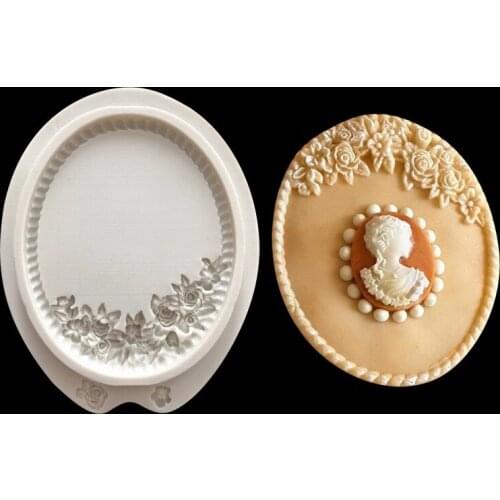 European Style Flower Picture Frame Retro Border Embossed Photo Frame Cake Mold Resin Mold Cake Decoration Tool For Chocolate