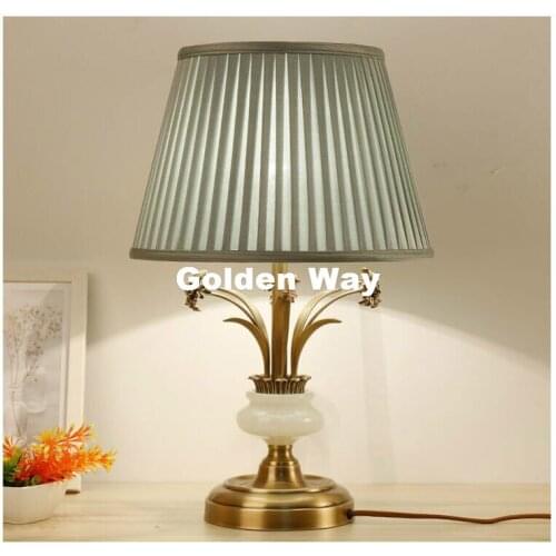 Nordic Vintage E27 LED D360mm H560mm Bronze Jade AC Table Light Desk Light Home Bedroom Decoration Table Lamp AC 100% Guaranteed