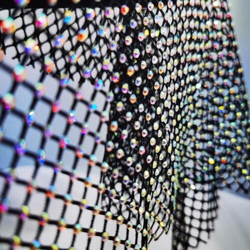 Rhinestones Fabric Mesh applique Glass Crystal Ribbon Sewing Trimming Mesh Strass Crystal Net for Dress garment diy trim Mesh