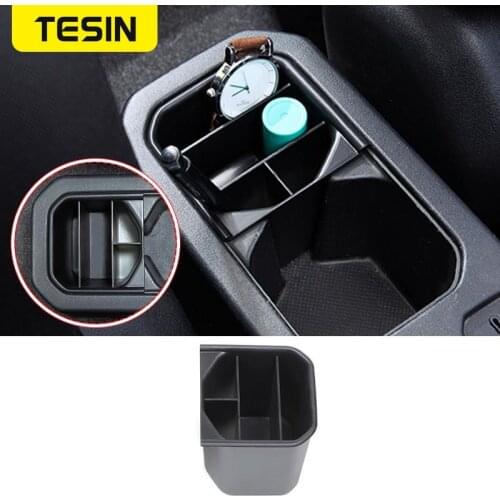 TESIN ABS Car Gear Shift Water Cup Holder Storage Box Organizer Tray for Suzuki Jimny JB74 2019 2020 2021 Interior Accessories