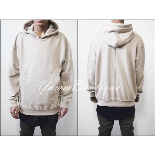 Oversized Essentials Mens Raw Edge 80s Sweatshirt Oversized Fit Dropped Shoulder / RearNeck Badge Kanye Hoodie