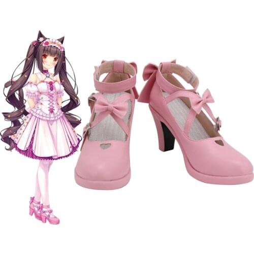 Nekopara Chocola Cosplay Shoes Pink High Heel Sandals Custom Made Any Size for Halloween Party Cosplay Accessories