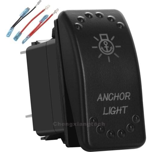 Anchor Light White Led Rocker Switch 5 Pins Single Pole Single Throw ON/OFF For Car Boat Waterproof 12v/24v + Jumper Wires Set