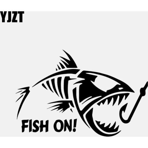 YJZT 14.5CM*9.5CM Sport Fish On Car Window Car Sticker Vinyl Decal Decor Black/Silver C24-0755