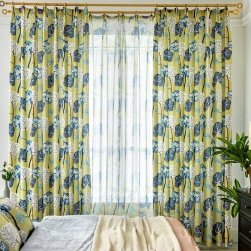 Ginkgo Print Curtains for Living Room Boys Girl Rustic Polyester Fabric Semi- Blackout Balcony Window Treatment Drapes Panels
