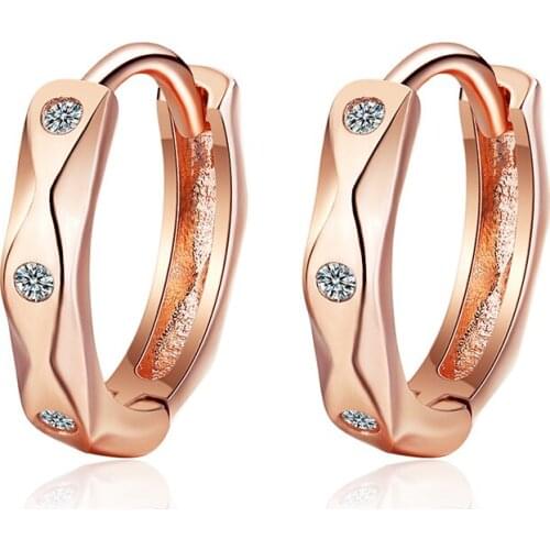 Womens New Fashion Shiny Hoop Earrings Bohemian Geometric Rose Gold/ White Cartilage Piercing Earring Jewelry Small Thin Hoops