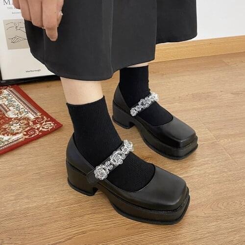 Chunky mary jane heels lolita Shoes Woman Japanese Style Vintage High Heels Waterproof Platform College Student Women Shoes 2021
