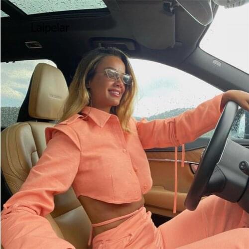 2021 autumn new womens Korean fashion long-sleeved single-breasted short T-shirt high-waist straight-leg pants suit 2-piece set