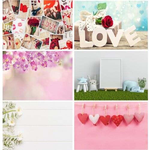 ZHISUXI Vinyl Photography Backdrops Prop Valentines day wood flower Theme Photography Background QJ91220-95