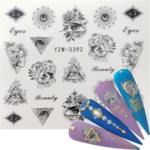 1 Sheet Eye Series Water Transfer Slider for Nail Art Decorations Charming Sticker Nail Manicure Tattoos Foil Decals