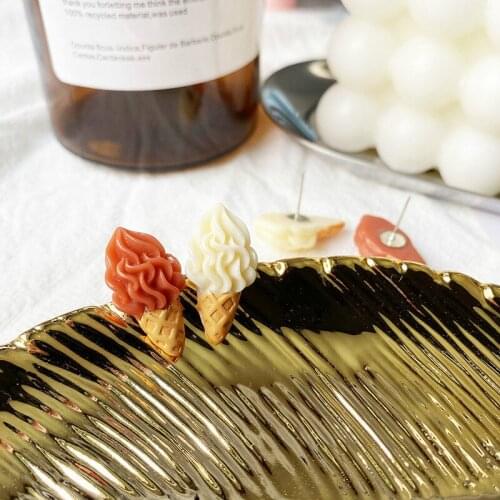 1Pair Stud Earring Flatback Resin Icecream Fashion Jewelry Gifts for Children and Woman