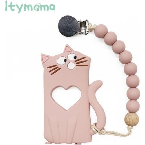1pc Cat Pacifier Chain Clips Silicone Beads DIY Teething Chain Baby Teether Soother Holder Newborn Product Baby Pacifier Clips