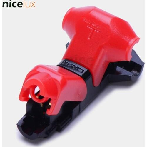 10pcs T Shape Scotch Lock Quick Splice Wire Wiring Connector for 1 Pin 22-18AWG LED Strip Wire Car Audio Cable Terminals Crimp