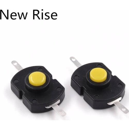 10PCS Flashlight Button Switch 1813-DF ON-OF18*13mm Feet Parallel Yellow 2 pins Central Button