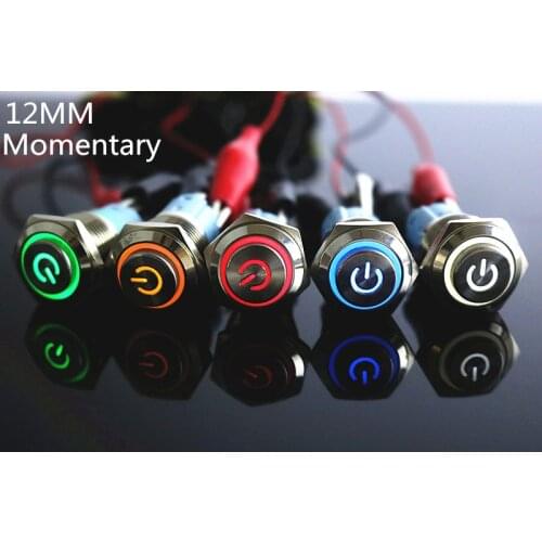 12mm metal push button switch With light Momentary LED lamp switch waterproof Self-reset High head