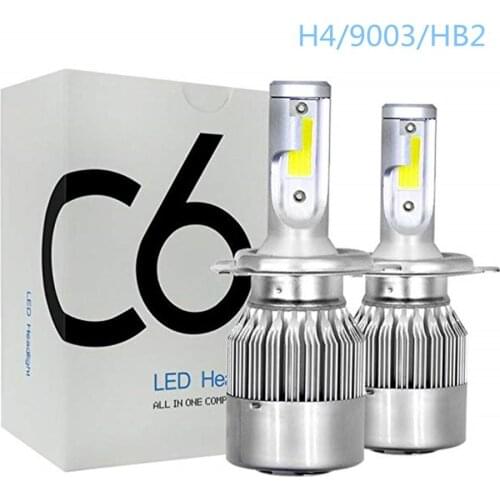2PCS 12V C6 Car Led Headlight Aviation Aluminum Ip68 Protection Level Car Led Headlight 360 Degree Light Cob Light Source