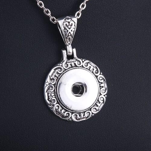2018 New Snap Jewelry Round Pendant Snap Necklace 18mm Snap Button Jewelry Women Pendant Necklace With 60cm Chains 9870