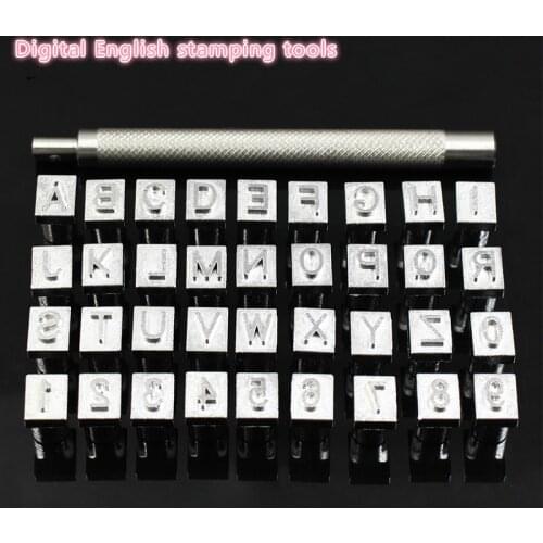 37Pcs Leathercraft Alphabet Number Stamping Tool Set Metal Leather Seal Engraving Printing Mold Engraving Stamps