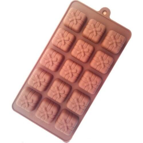 3D Silicone Mold 15 Holes Gift Box Shape Mould For Soap Candy Chocolate Ice Cake Decorating Tools for Bakeware SN3313