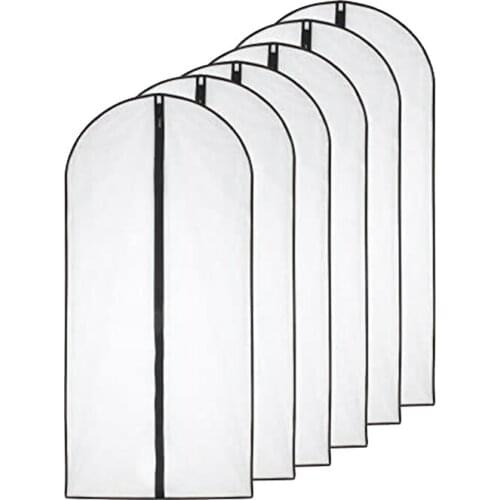 6 Pcs Clear Garment Bags Dust-Proof for Storage Clothes Cover Bag Coat, Dress Closet Clothes Storage-24 x 48Inch