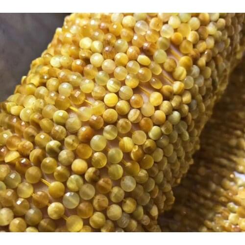 AAA LOOSE BEADS Tigereye stone blue/purple/yellow/red/green coin faceted 3*4mm wholesale for DIY jewelry necklace 36cm