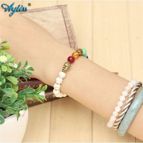 Ayliss 8mm Beads Natural Gem Stones Bracelets 7 Chakra Beads Healing Balance Buddha Bouddha Bracelet Yoga Reiki Prayer Bijoux